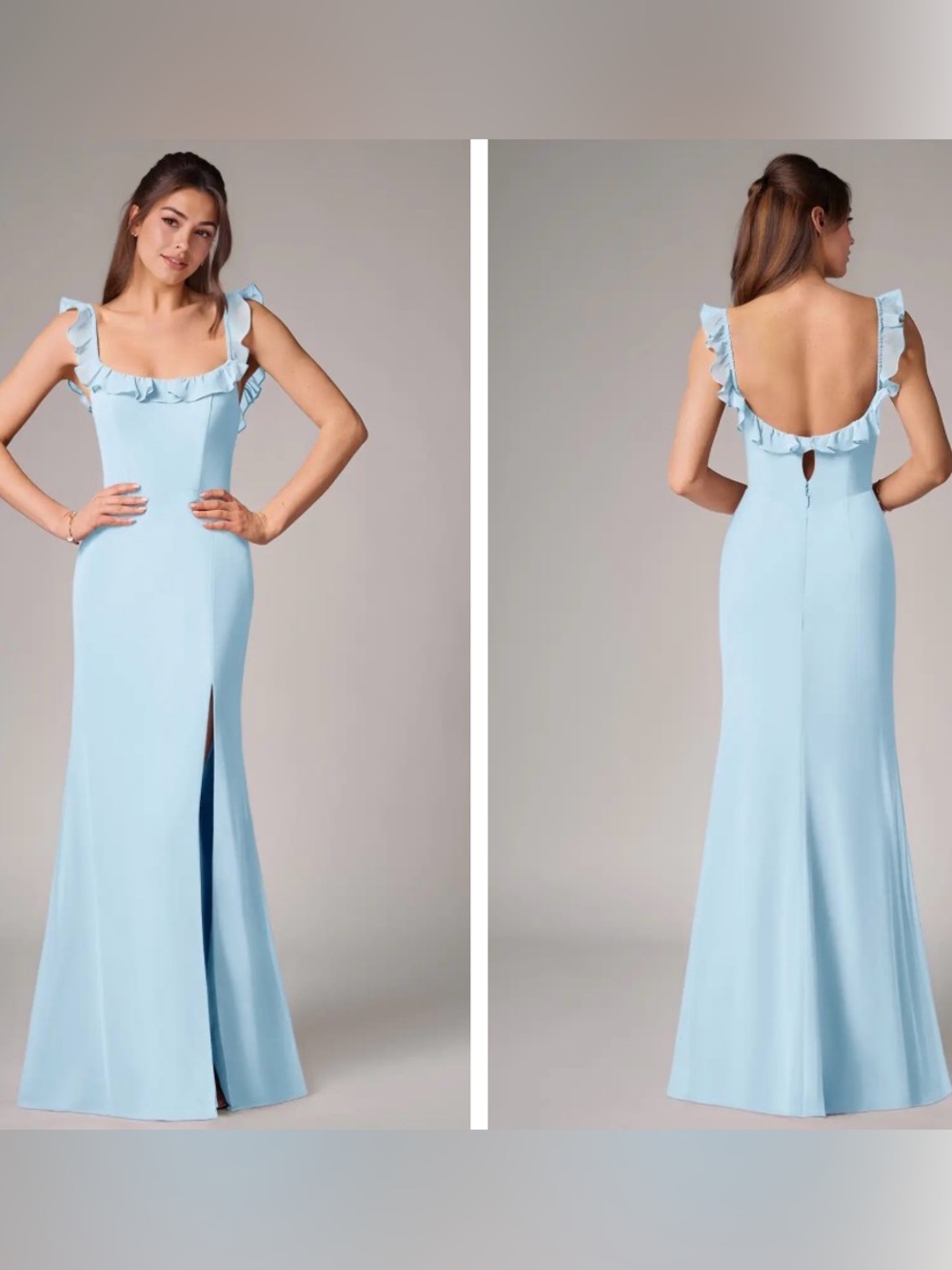 AZAZIE Callie Dress, Pale Blue Ruffle Flowy Formal